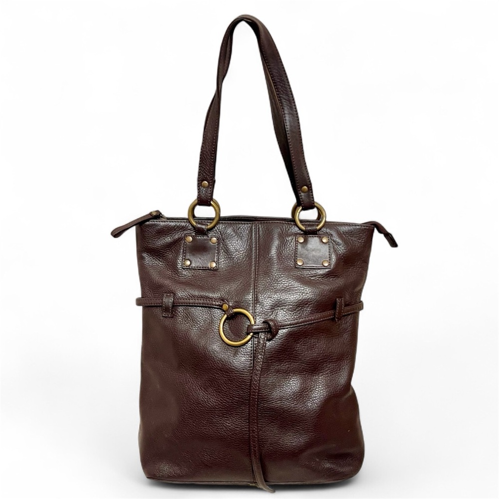 Hobo International Brown Leather Purse tote bag with brass hardware - Picture 2 of 13